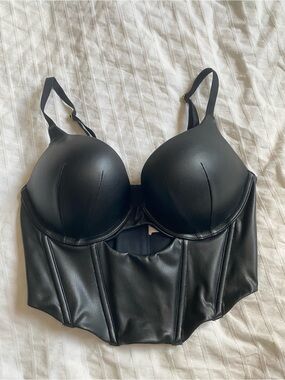 Victoria’s Secret Black Faux Leather Corset Top